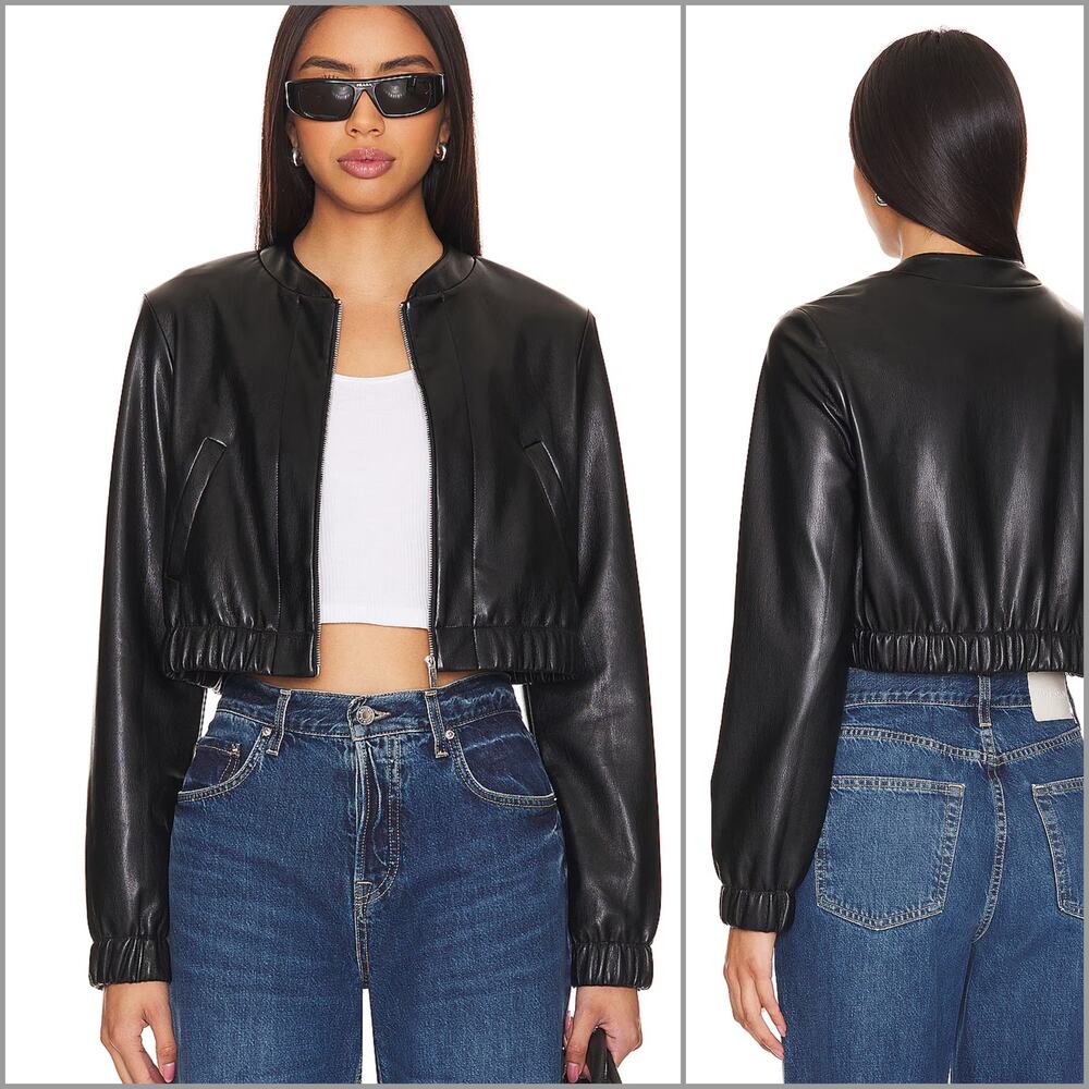 Amanda Uprichard x Revolve Pratt Jacket Black Faux Leather Medium